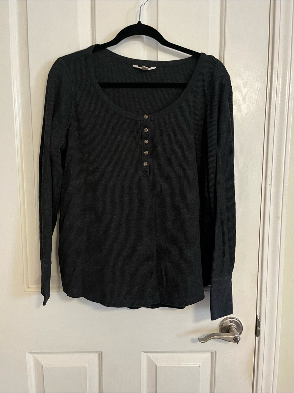 5 for $30 Dark Grey Long-Sleeve Henley Top - Classic Everyday Layer